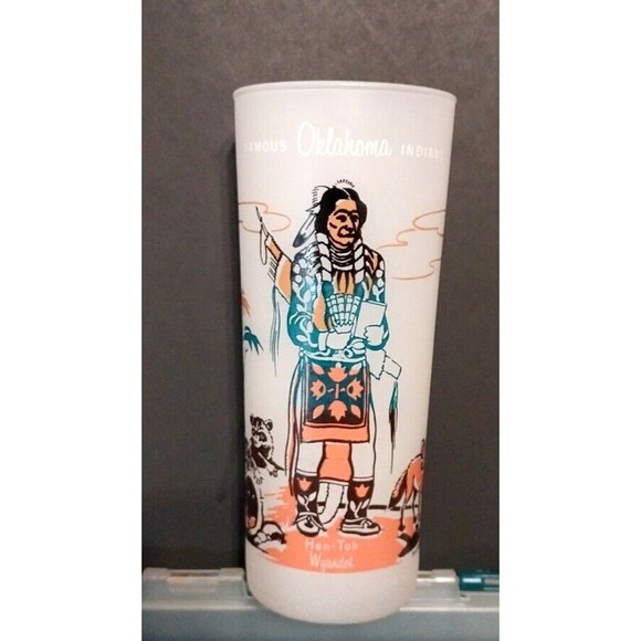 Blue Eagle Knox Gas Oil Glass FAMOUS OKLAHOMA INDIANS Hen-Toh Wyandot EXCELLENT - Picture 3 of 10